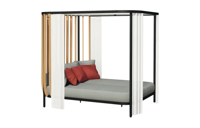 swing alcove lounge bed with curtains