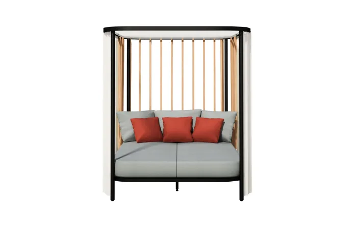 swing alcove lounge bed with curtains
