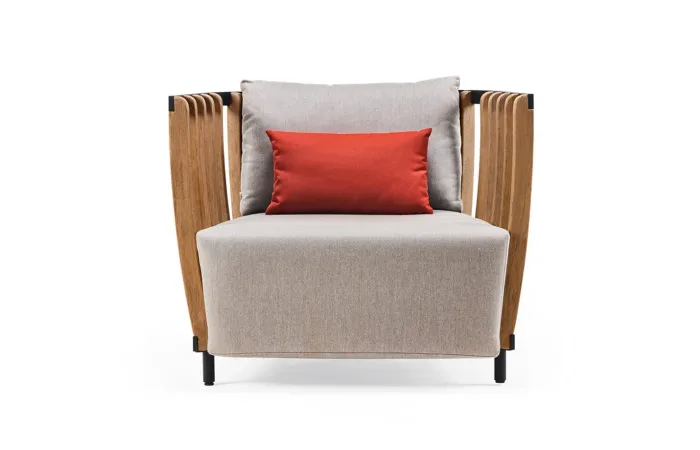 Swing armchair natural teak with cushion